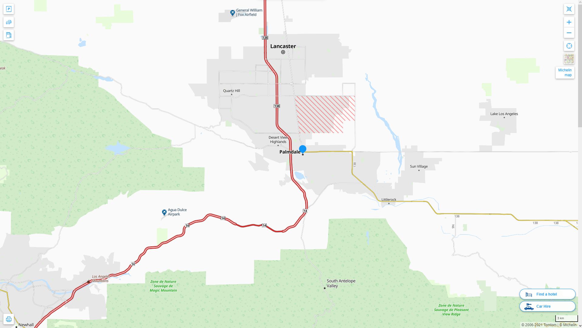 Palmdale California Highway and Road Map